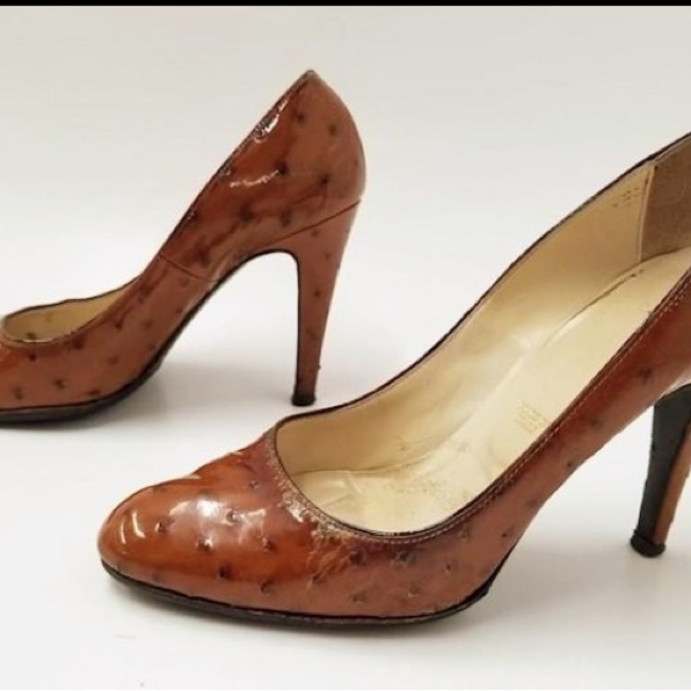 Bally heels with ostrich leather from 80s